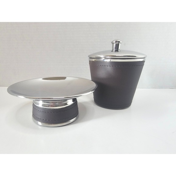 Paradigm Trends Other - Paradigm Trends "Sullivan" Leather Stainless Bathroom Vanity Set - Dish Canister